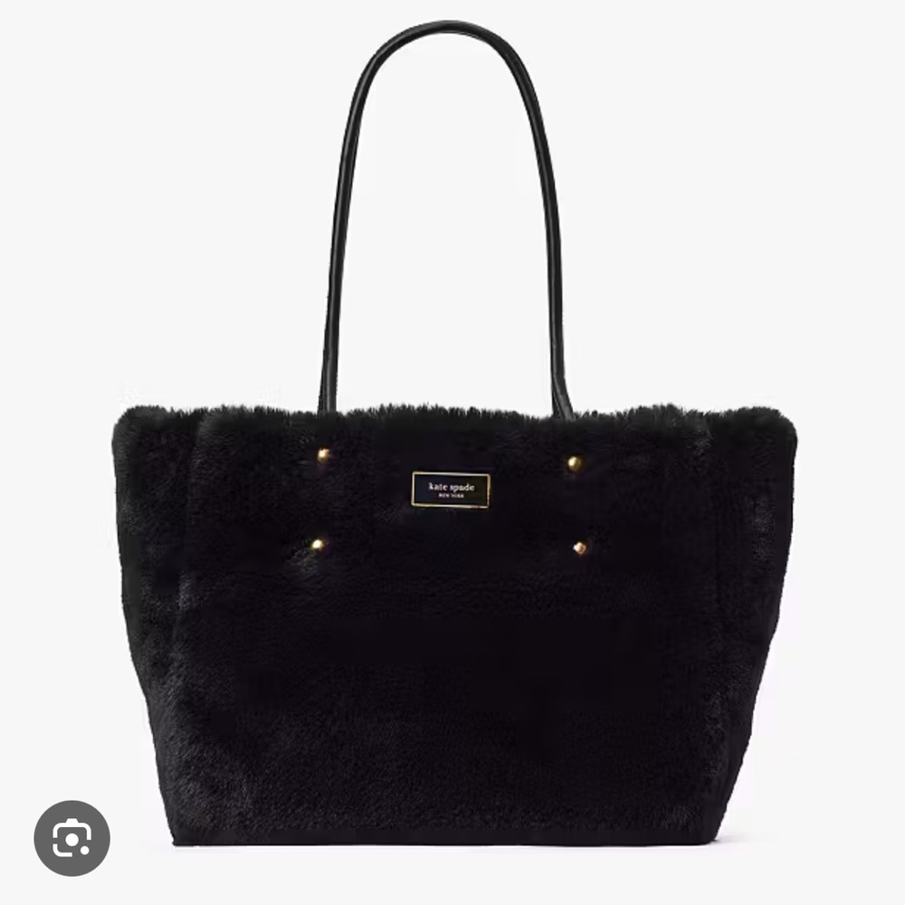 Kate spade Everything faux tote medium black faux fur